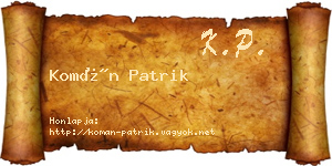 Komán Patrik névjegykártya